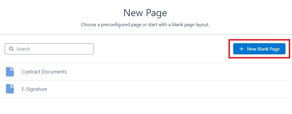 Click New Blank Page