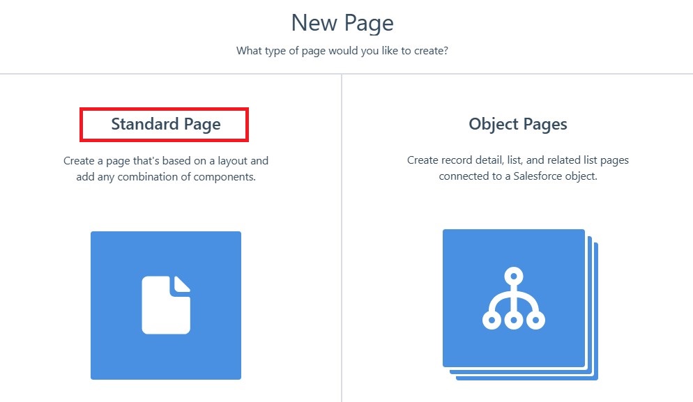 Choose Standard Page
